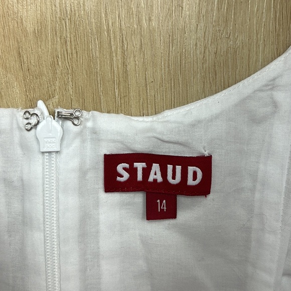 STAUD Swells stretch-cotton midi Dress white, size 14 - Picture 8 of 10